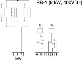 Схема подключения электрического канального нагревателя Systemair RB 40-20/9-1 400V/3