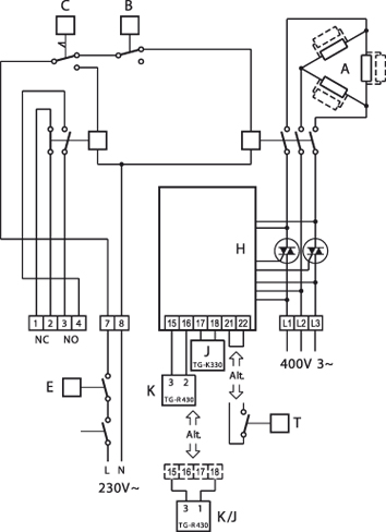 Схема подключения электрического канального нагревателя Systemair RBM 50-25/15 400V/3 Duct heater
