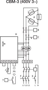Схема подключения электрического канального нагревателя Systemair CBM 400-9,0 400V/3