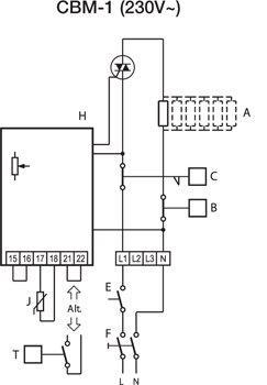 Схема подключения электрического канального нагревателя Systemair CBM 250-3,0 230V/1