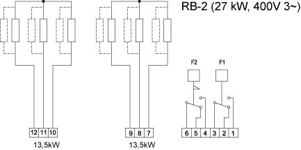 Схема подключения электрического канального нагревателя Systemair RB 50-30/27-2 400V/3