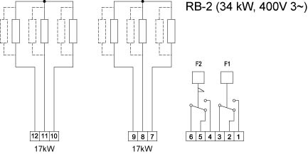 Схема подключения электрического канального нагревателя Systemair RB 60-30/34-2 400V/3