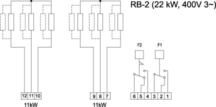 Схема подключения электрического канального нагревателя Systemair RB 50-25/22-2 400V/3