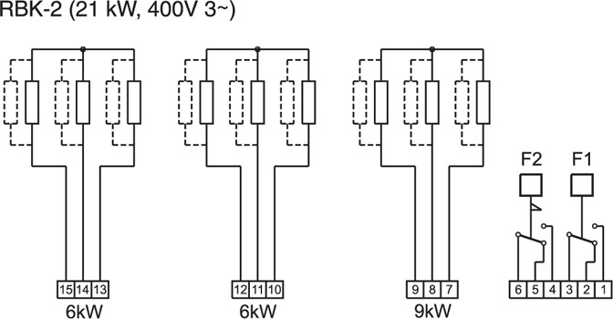 Схема подключения электрического канального нагревателя Systemair RBK 50/21 400V/3